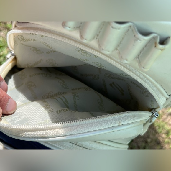 Leather Pearl White Burton Golf Bag Breakers Palm Beach Leather 10 Way, Nice - Picture 11 of 12